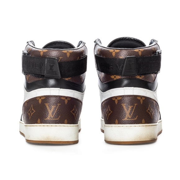 Louis Vuitton Rivoli Tricolor Leather Monogram High-Top Sneakers Men's 9 - Picture 6 of 10
